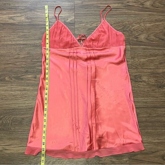 Vintage Frederick's of Hollywood Satin Chiffon Babydoll Slip Nightie Coral Pink - Picture 4 of 11